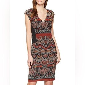 Desigual Dunia Aztec Bodycon Mini Dress Slimming Panels Small  Tribal Chic Small